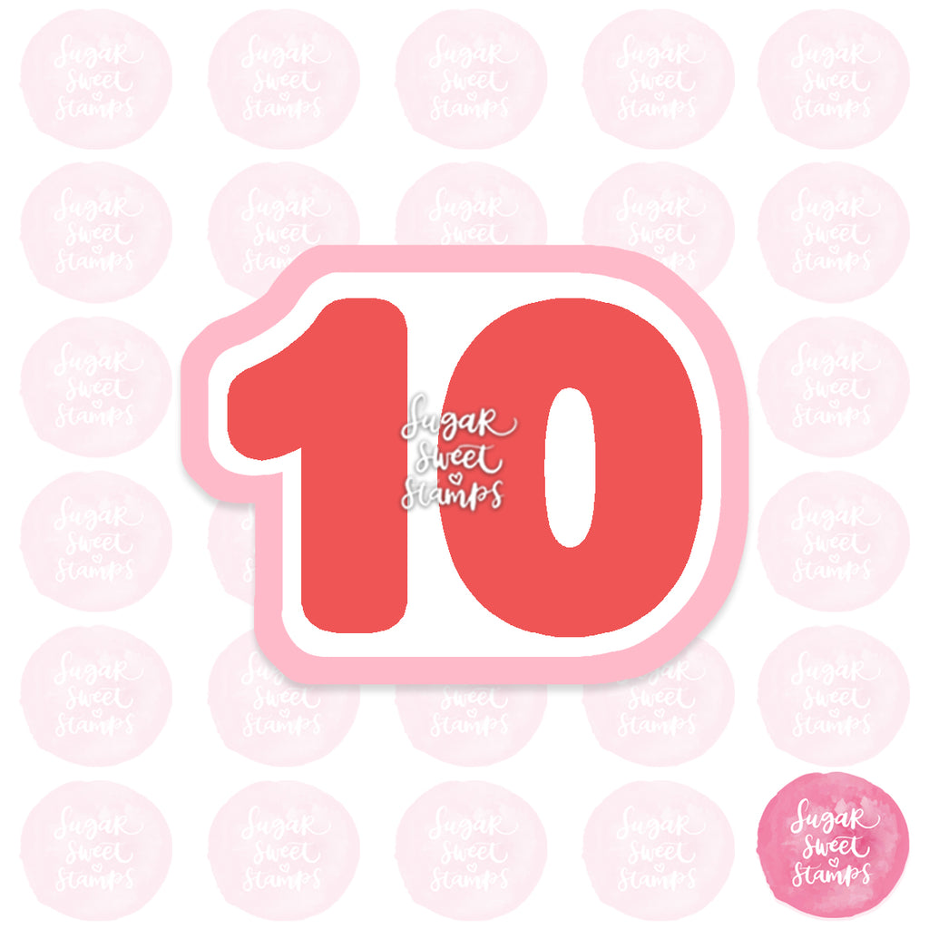 number 10 ten custom cookie cutter