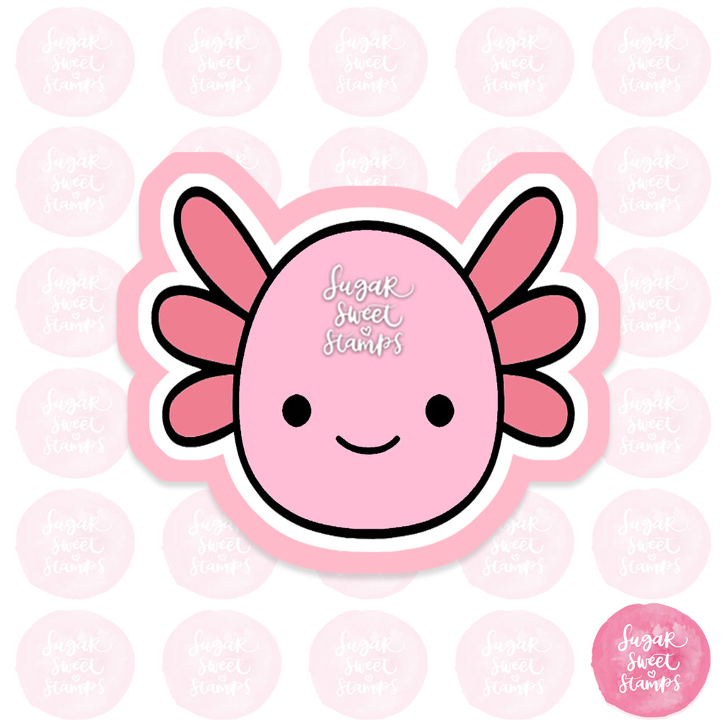 cute pink axolotl custom cookie cutter