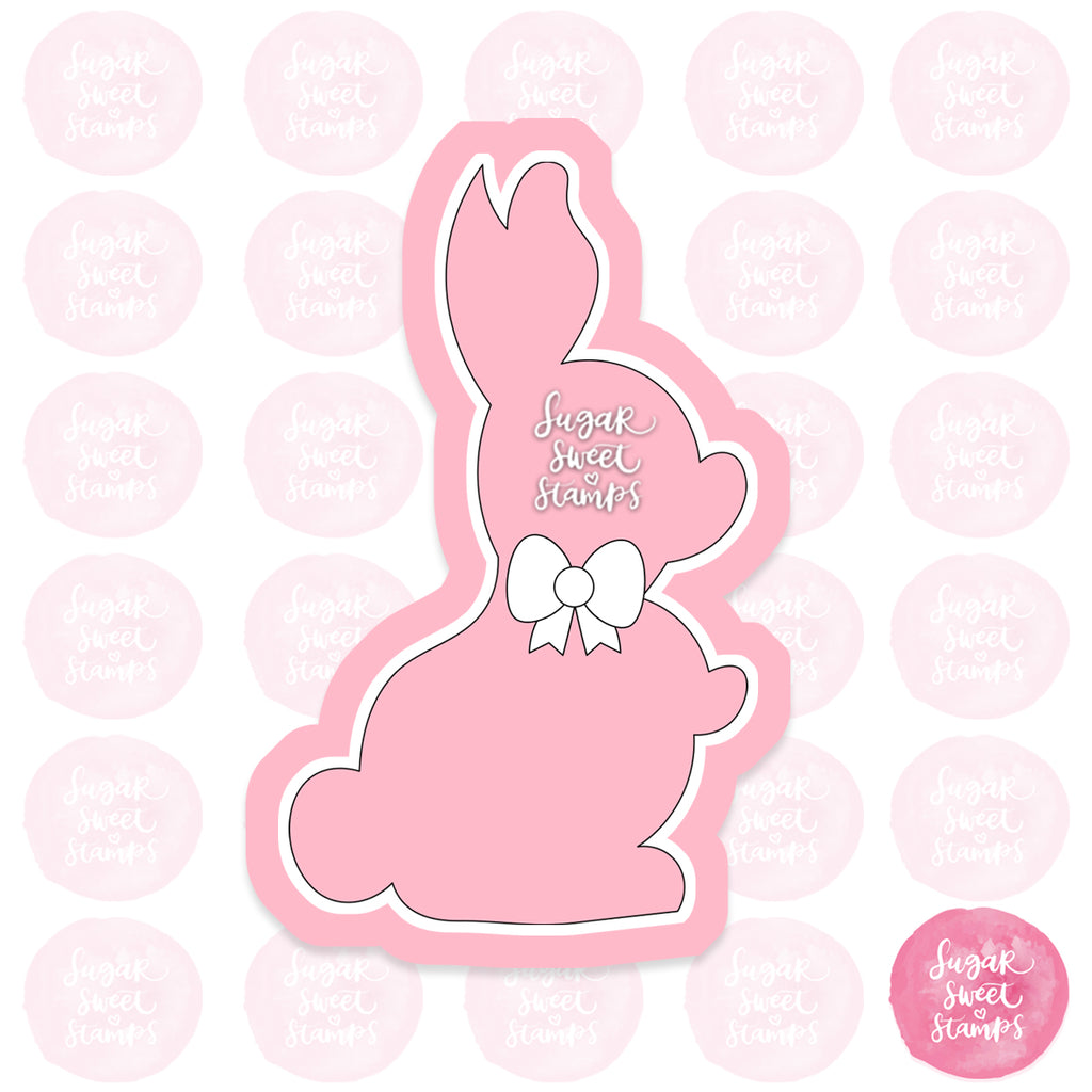 easter bunny rabbit with bow custom cookie cutters