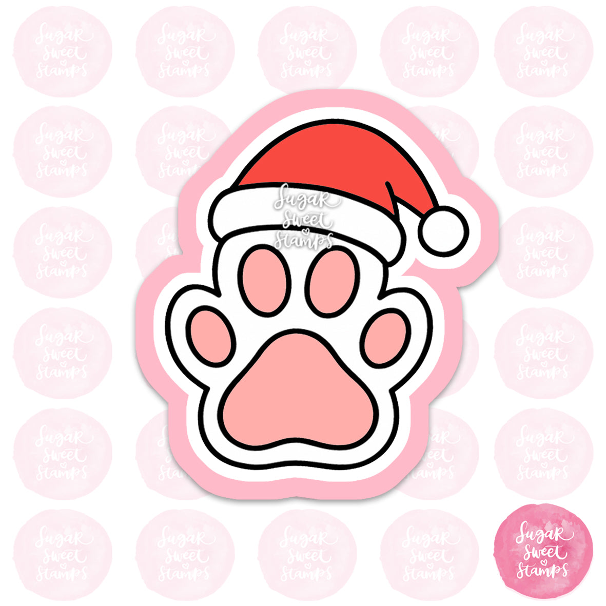 Christmas themed animal paw custom cookie cutter