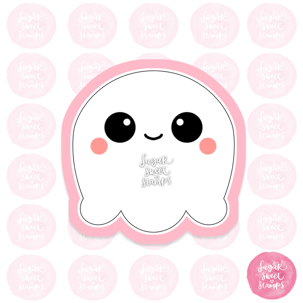 cute halloween chubby ghost kawaii custom cookie cutter