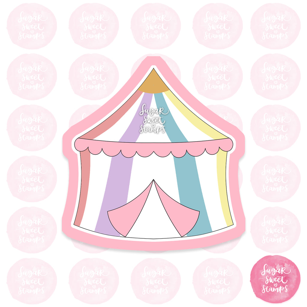 cute pastel circus tent custom cookie cutter