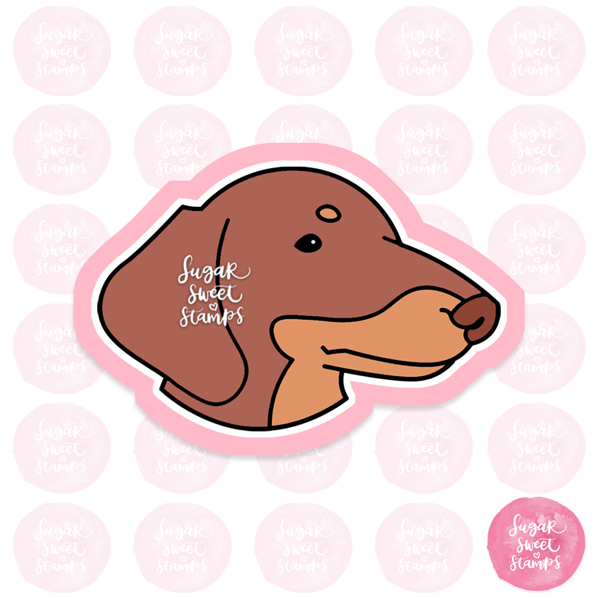 cute dachschund dog head custom cookie cutter