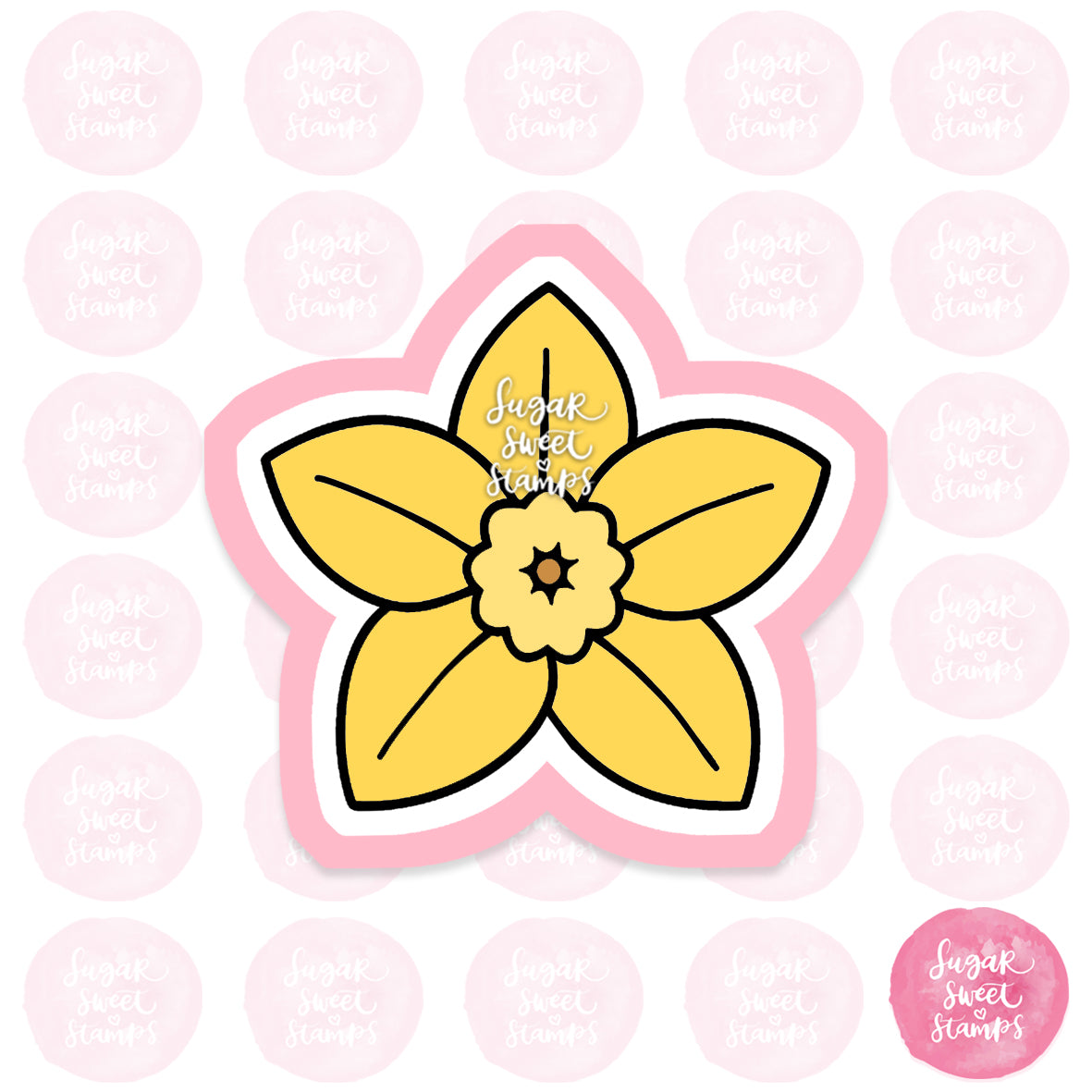 daffodil yellow flower nature custom floral cookie cutter