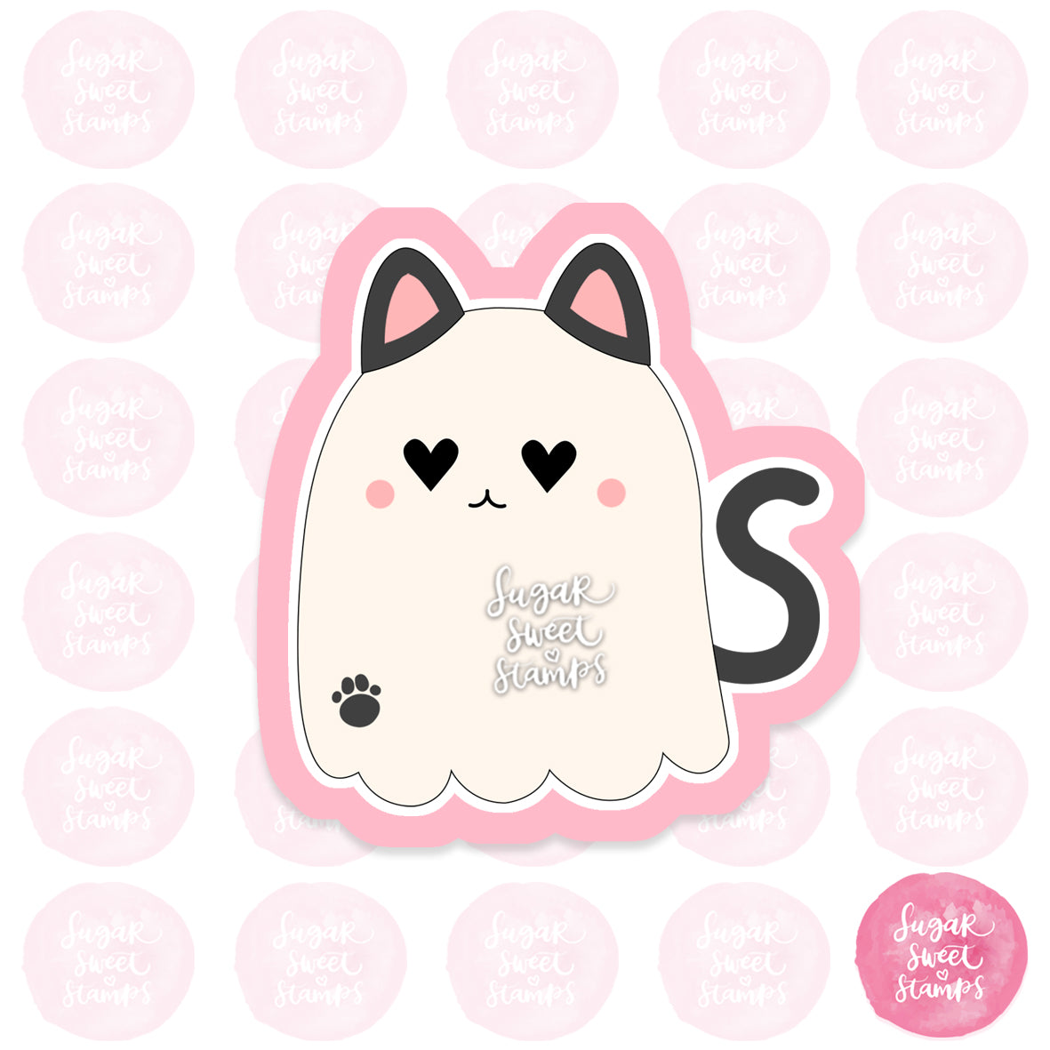 cute halloween ghost cat kitty custom cookie cutter