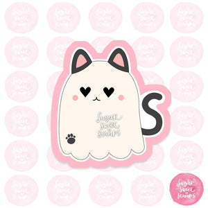 cute halloween ghost cat kitty custom cookie cutter