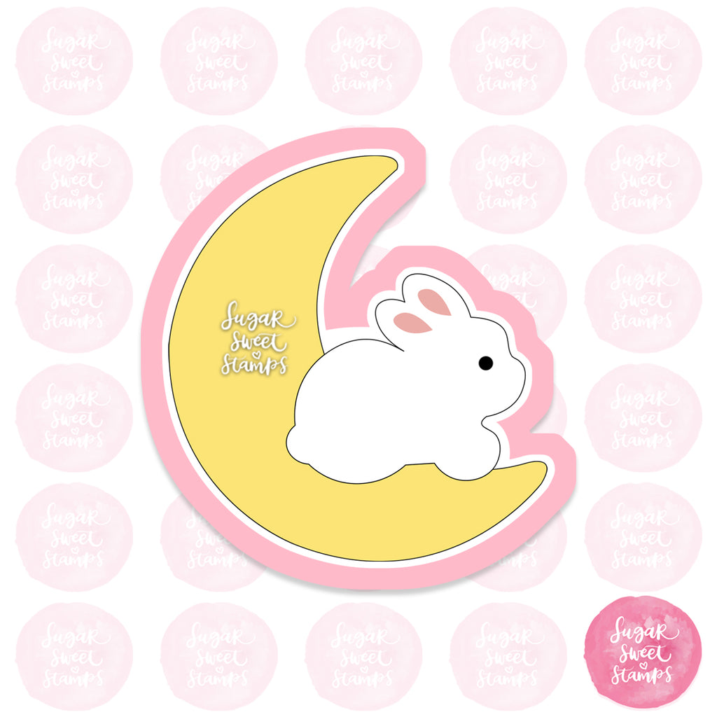 cute rabbit on moon cookie cutter