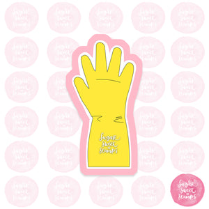 cleaning yellow gloves shape custom cookie cutter