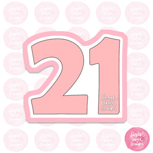 21 number age birthday party celebration custom 3d printed cookie cutter