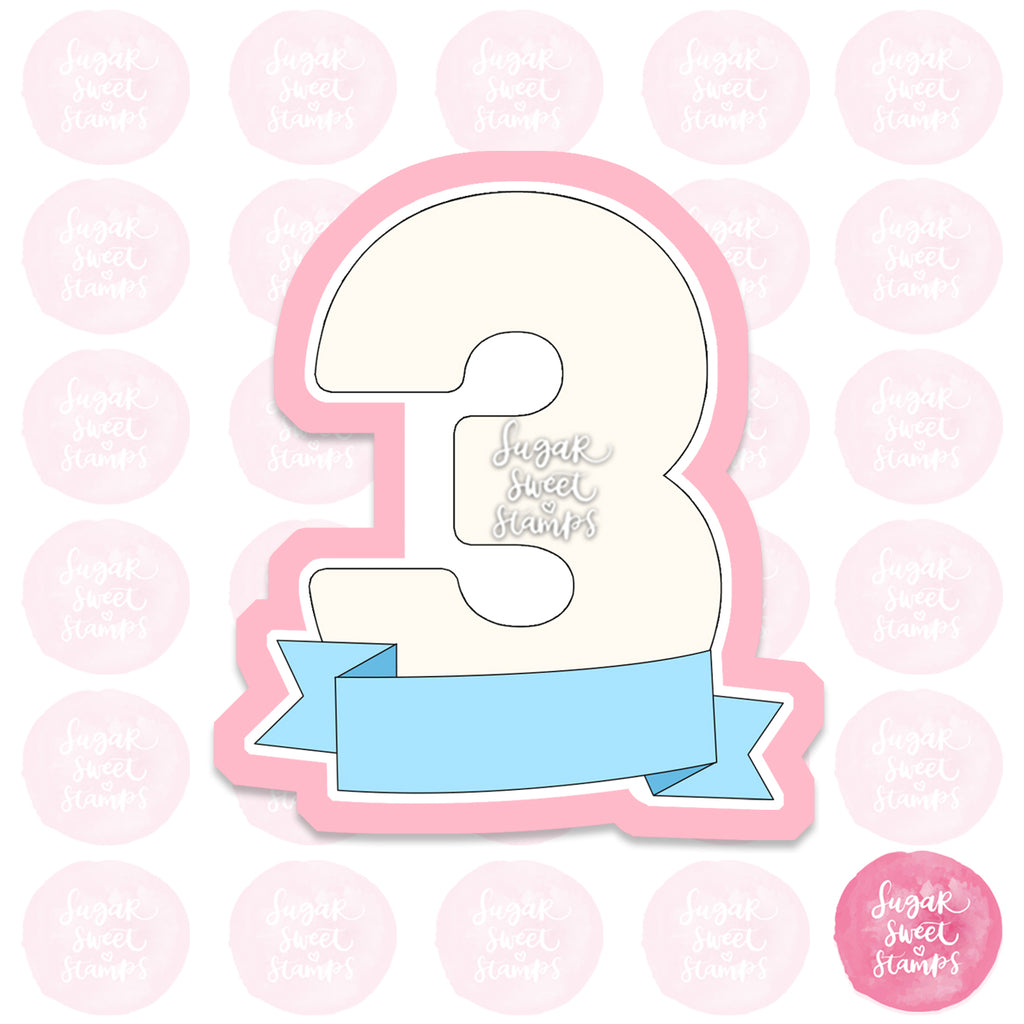 three year old kids birthday custom 3d printed cookie cutter