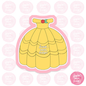disney princess dress gown belle beauty and the beast custom 3d printed cookie cutter