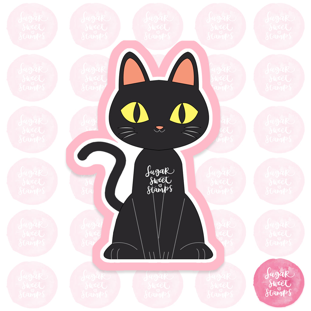 feline black cat animal kitty kitten halloween custom 3d printed cookie cutter