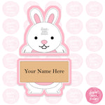 Load image into Gallery viewer, easter bunny rabbit name plaque place card custom 3d printed cookie cutter
