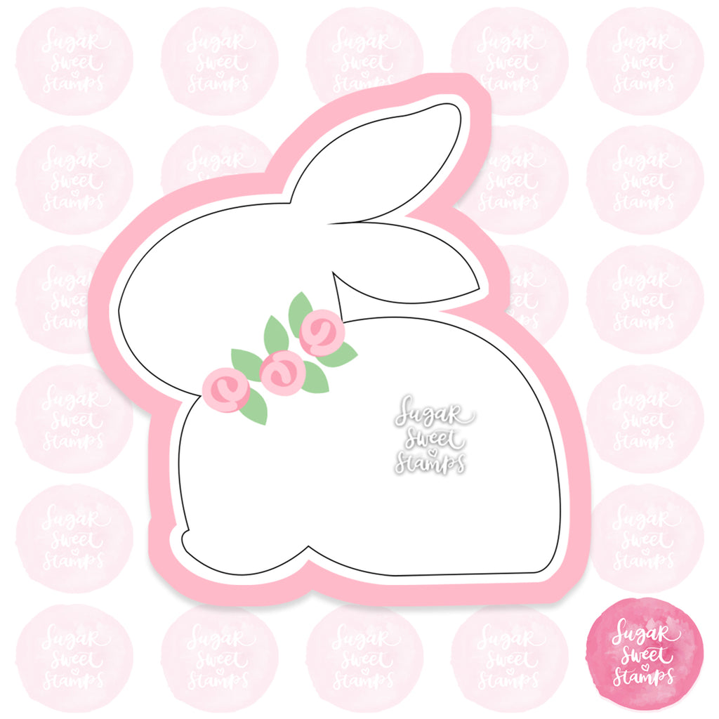 cute floral bunny rabbit silhouette custom 3d printed cookie cutter