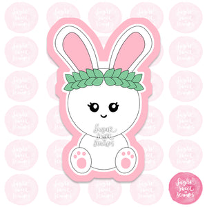 easter bunny rabbit with laurels spring custom printed 3d cookie cutter