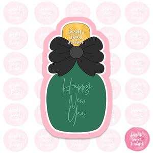 champagne happy new year bottle alcohol drink custom 3d prined cookie cutter