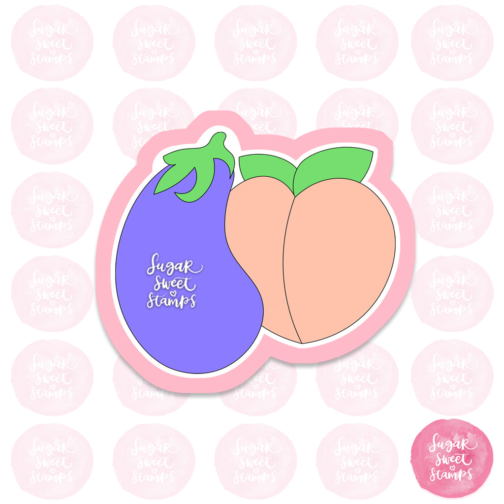 cheeky valentines eggplant peach emoji custom 3d printed cookie cutters