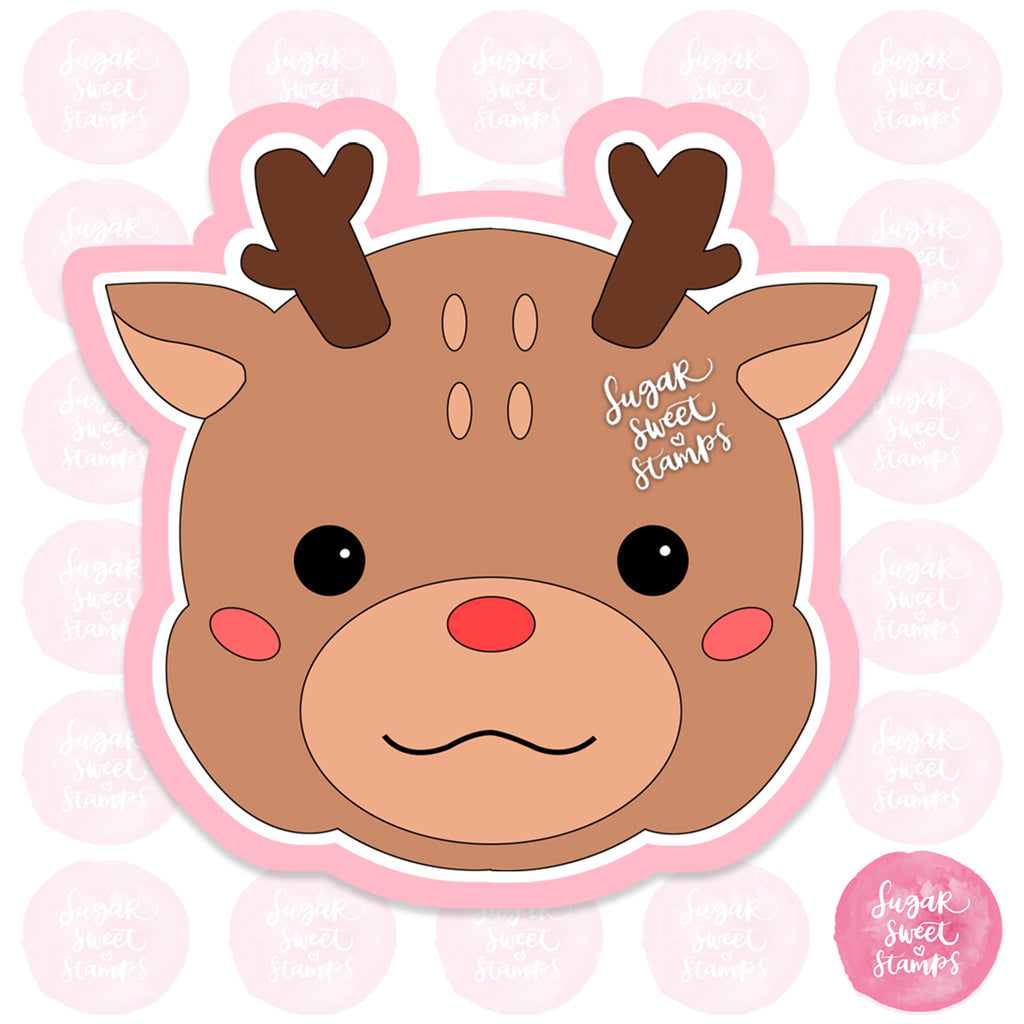 cute reindeer animal deer yuletide winter christmas season december santa rudolph custom 3d printed cookie cutter