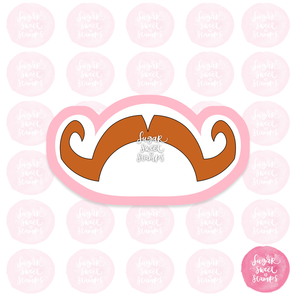 curly moustache facial hair custom 3d printed cookie cutter