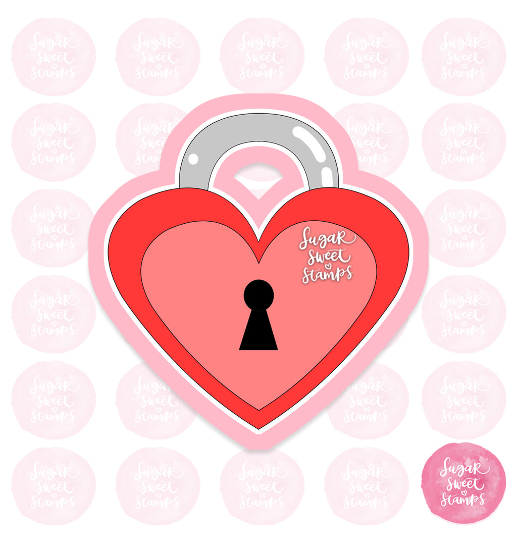 heart shaped lock key valentine's cute romantic couple custom 3d printed cookie cutter