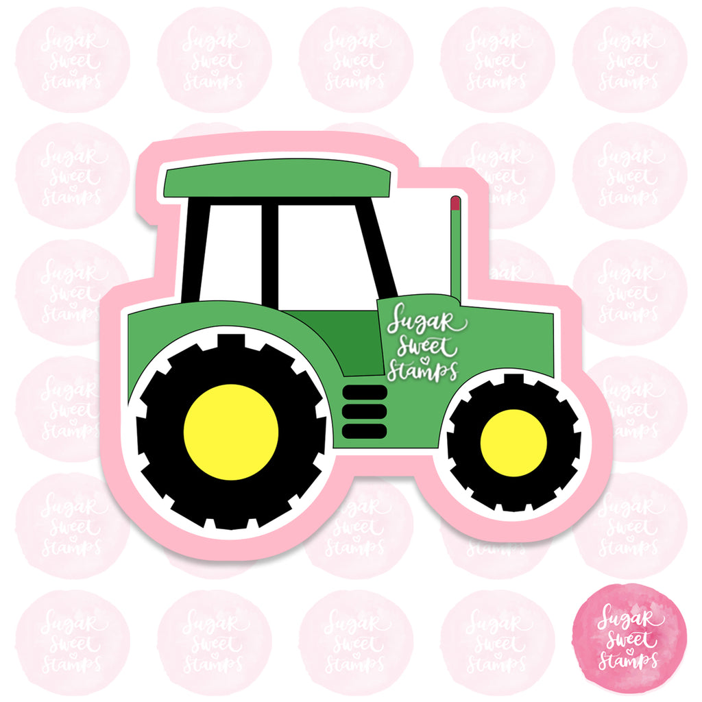 green farming tractor vehicle custom 3d printed cookie cutter