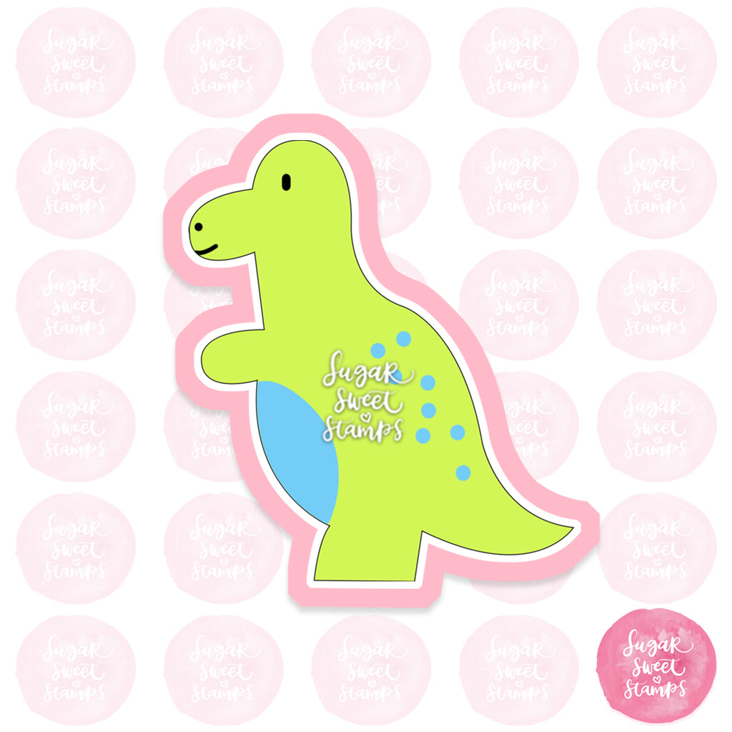prehistoric dino dinosaur green tyrannosaurus custom 3d printed cookie cutter cute