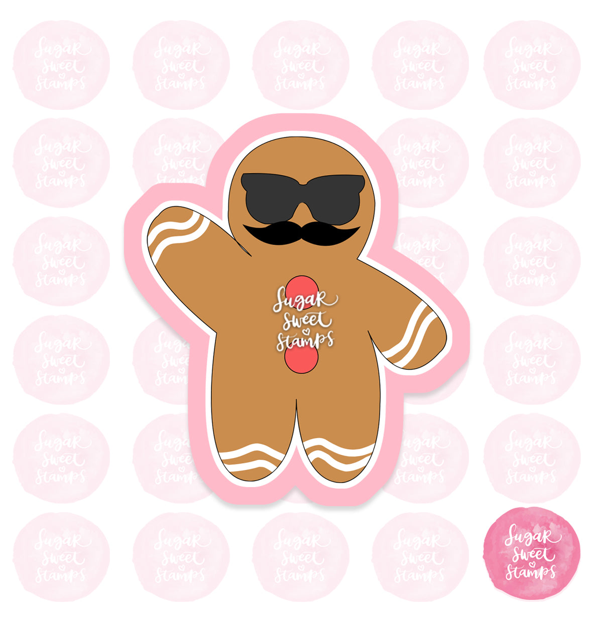 hipster sunglasses moustache cool hip cute gingerbread man xmas christmas winter custom 3d printed cookie cutter