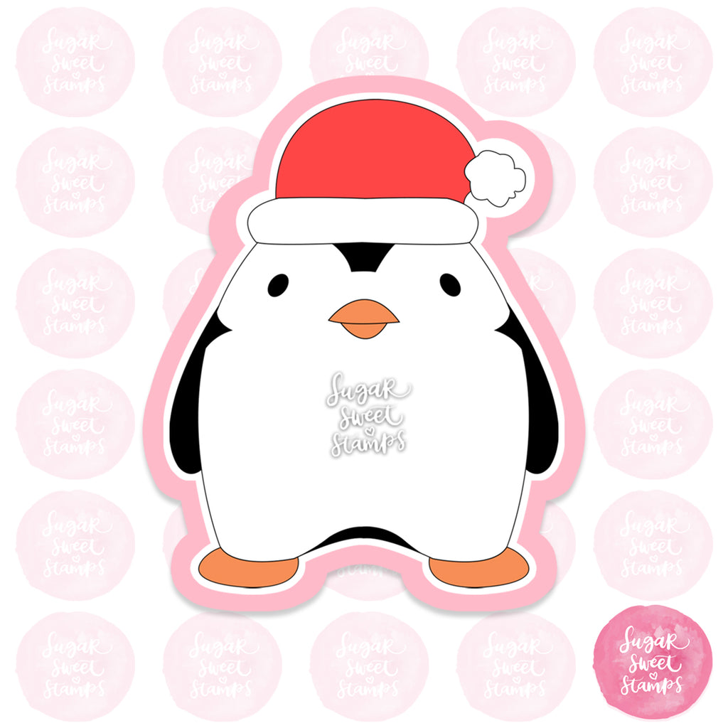 penguin santa claus christmas hat winter yuletide december season custom 3d printed cookie cutter