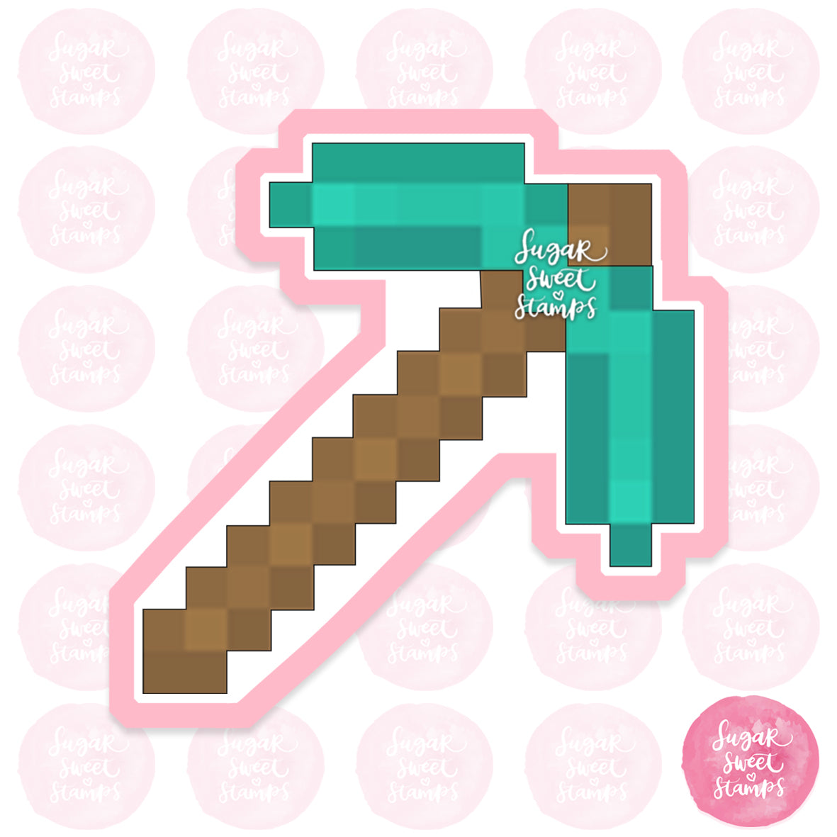 minecraft mining pixel voxel video game pickaxe pc custom 3d printed cookie cutter