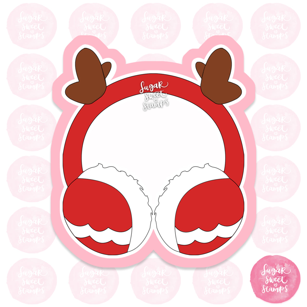 reindeer earmuffs cold winter christmas yuletide december custom 3d printed cookie cutter