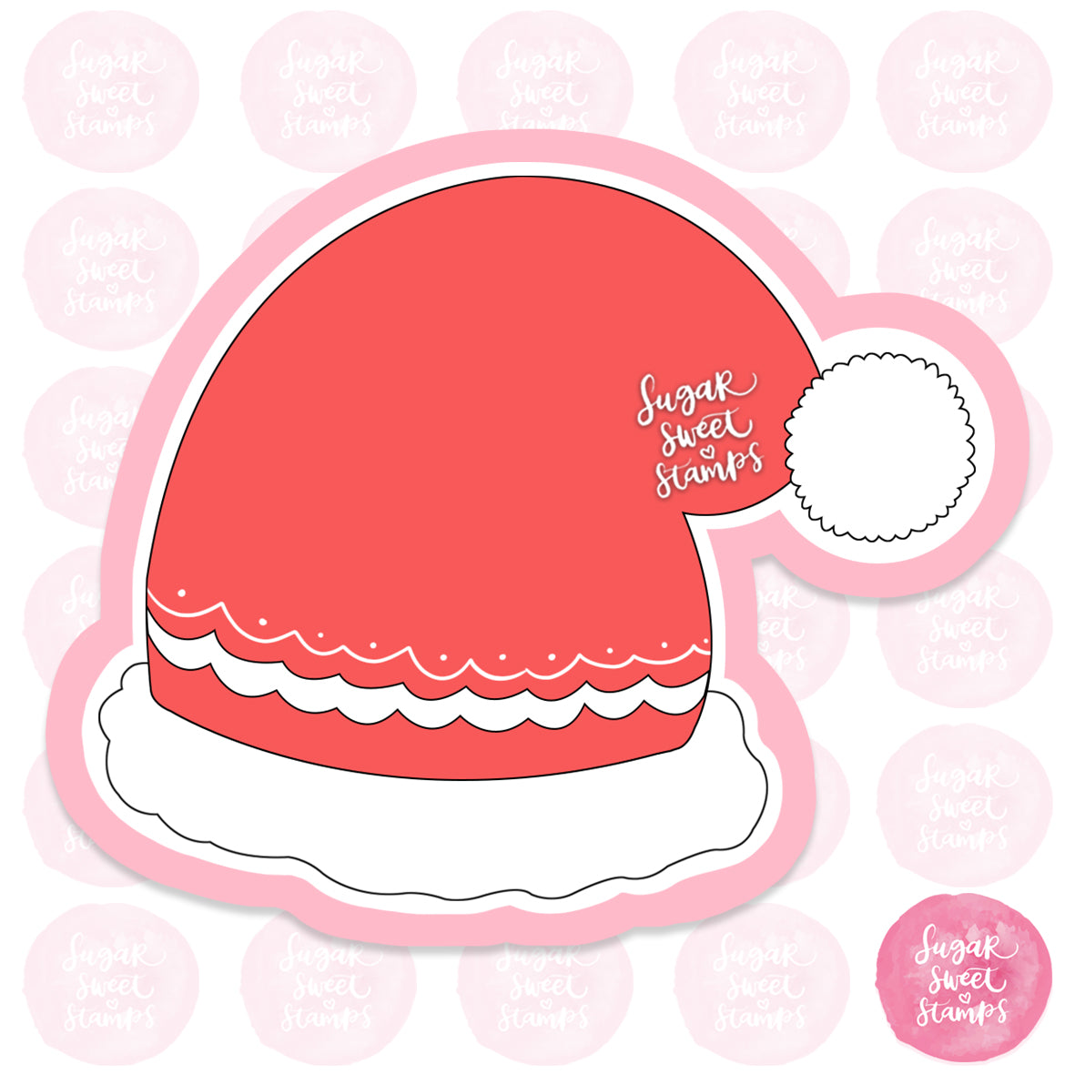 santa claus winter hat red white christmas xmas december custom 3d printed cookie cutter