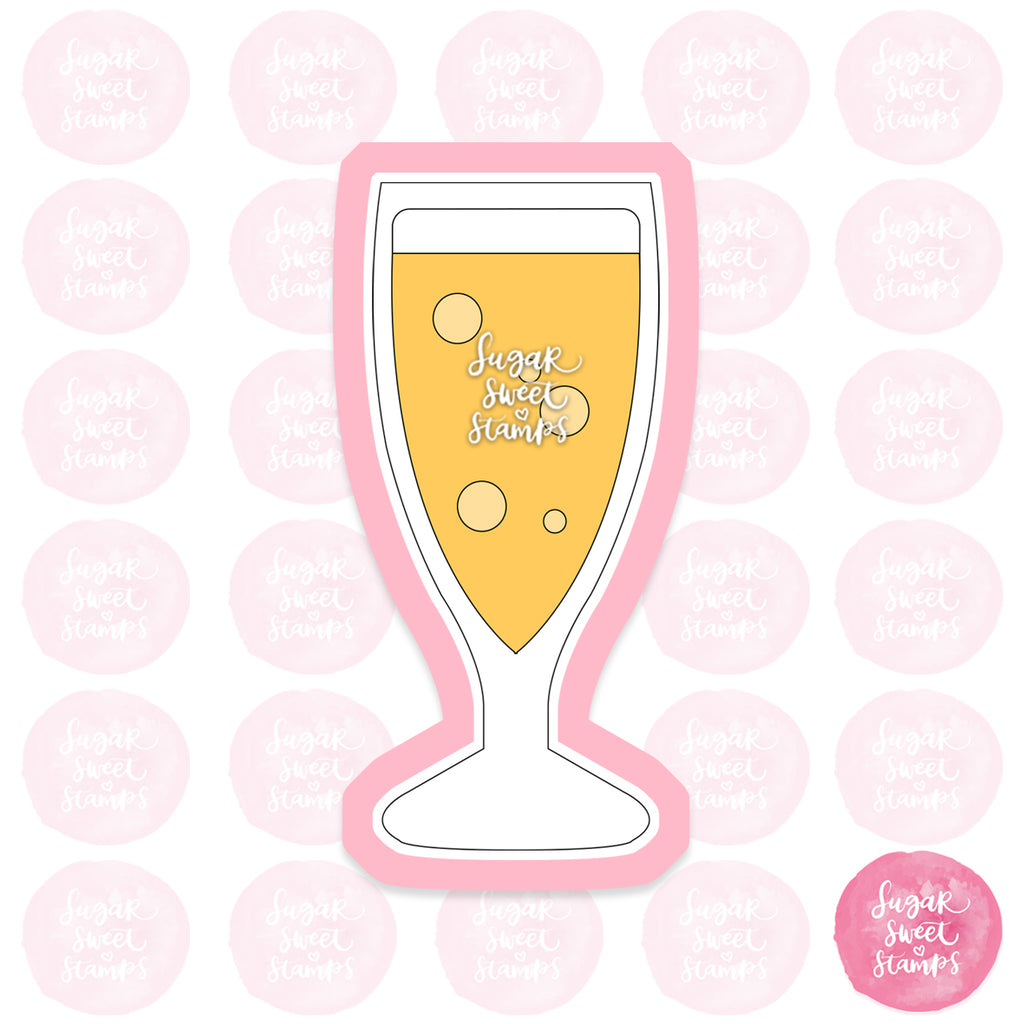 slim champagne glass new year's alcohol drink celebration bubbly fun party custom 3d printed cookie cutter