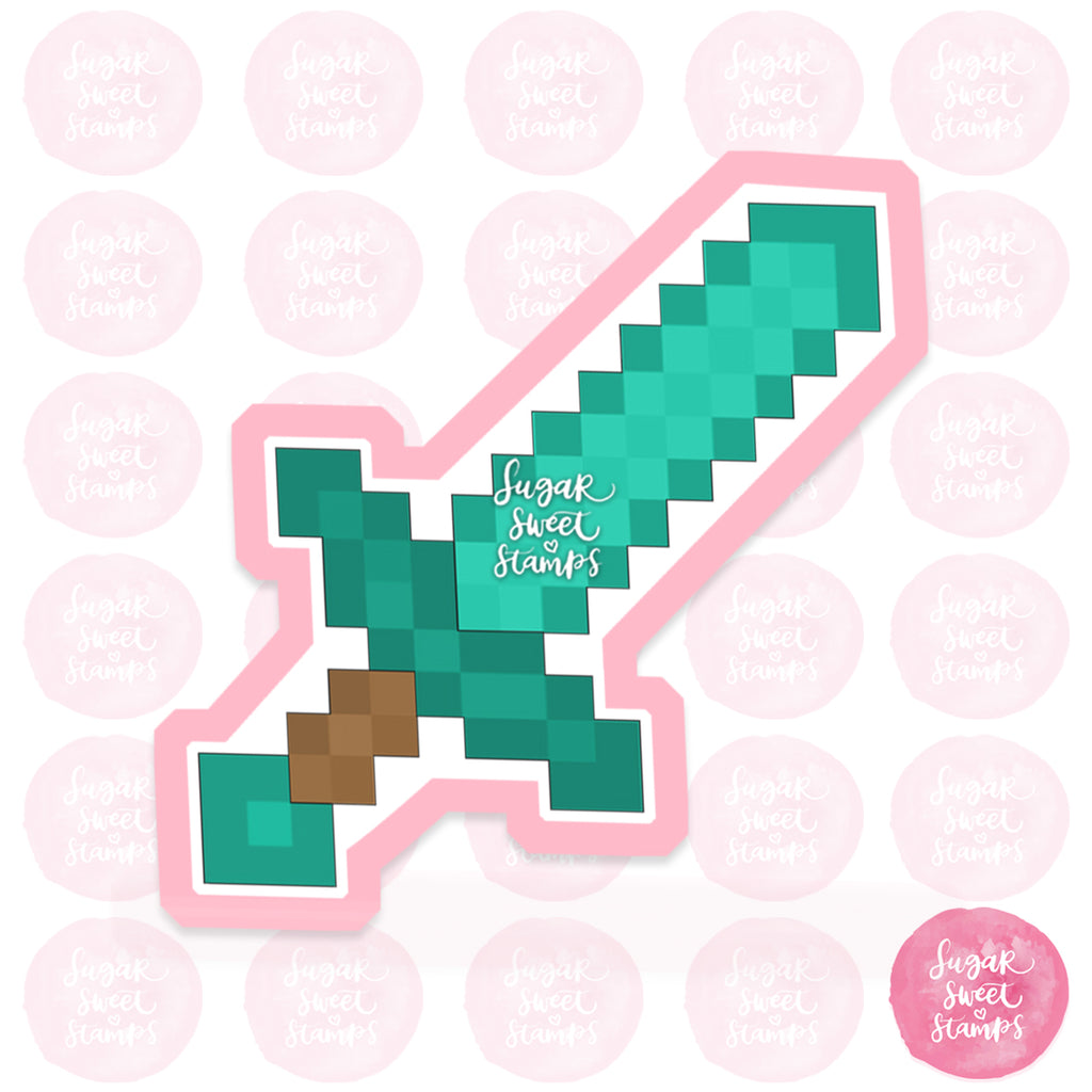 minecraft pixel voxel video game sword pc custom 3d printed cookie cutter