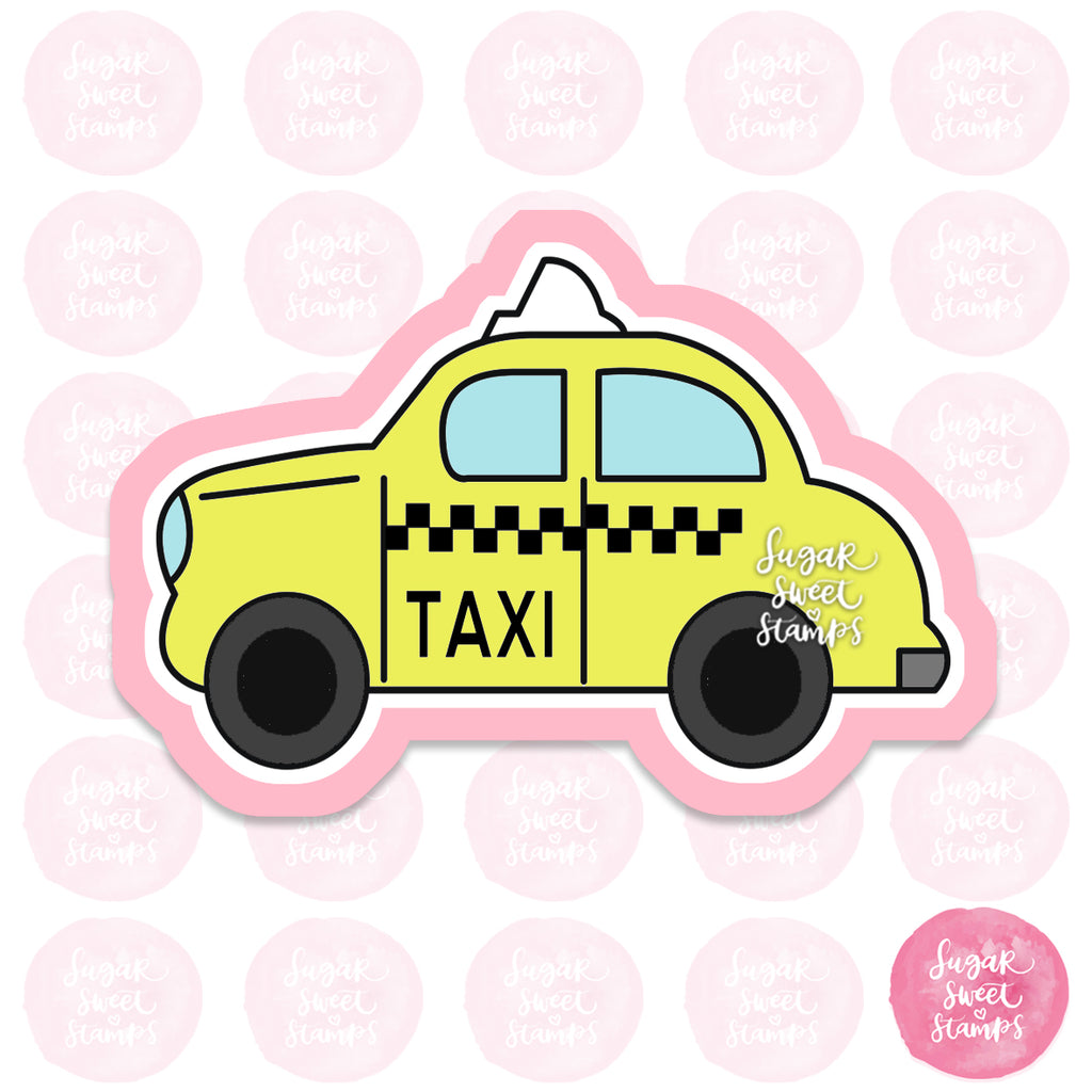 yellow taxi cab public transport car vehicle custom 3d printed cookie cutter