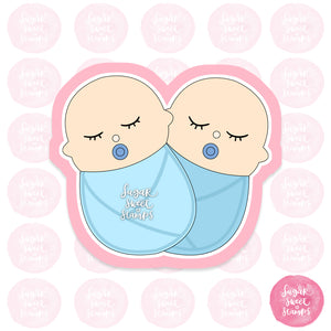 twin newborn babies baby shower custom 3d printed cookie cutter