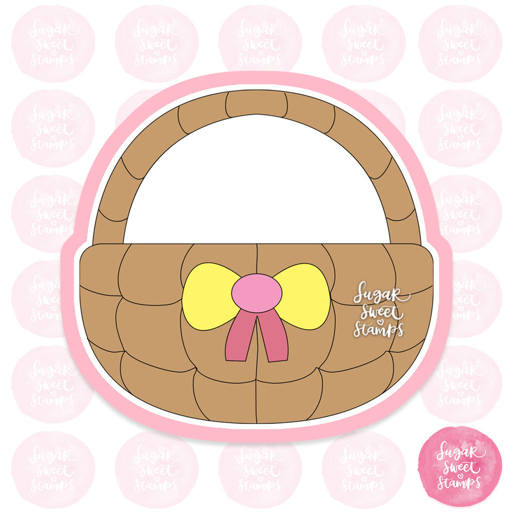 easter spring springtime wicker basket for eggs and flowers cute custom printed 3d cookie cutter
