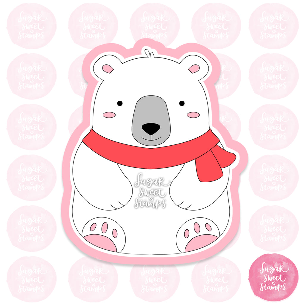 christmas cute animal polar bear scarf bear custom 3d printed cookie cutter