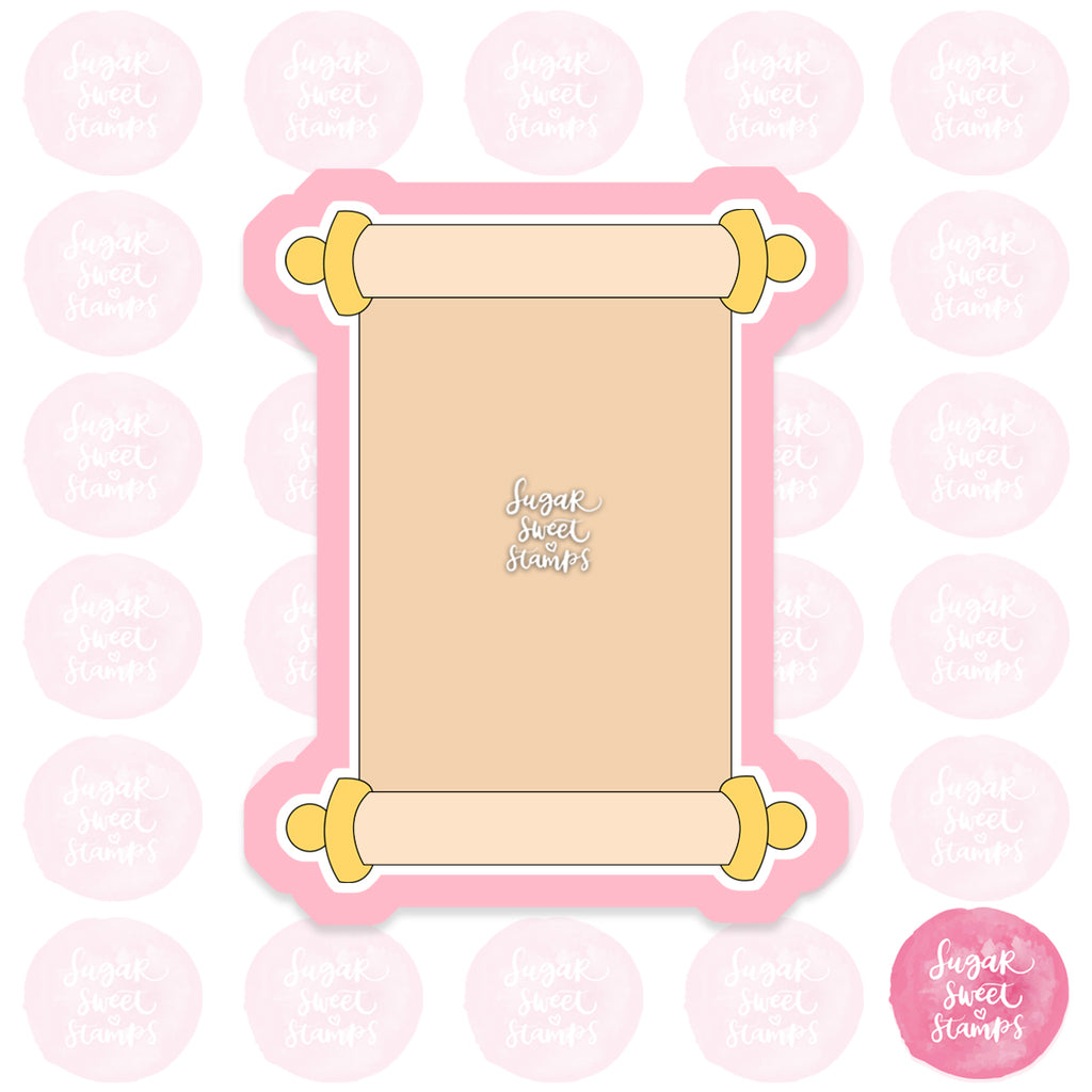 open scroll ancient teacher's appreciation  award custom 3d printed cookie cutter